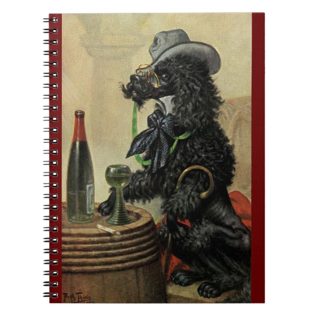 Arthur Thiele Comic Poodle bei Pub Spiral Notebook Notizblock (Vorderseite)