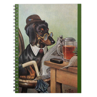 Arthur Thiele Dackel Reading Spiral Notebook Notizblock