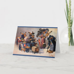 Arthur Thiele Osterkarte - Bunnies in Kraftfahrzeu Feiertagskarte