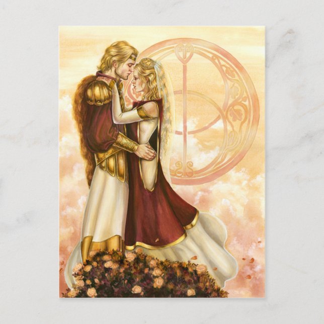 Arthur und Guineveres Hochzeit Postkarte (Vorderseite)