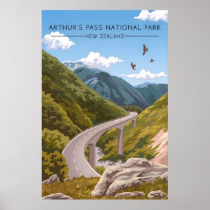 Arthurs Pass Nationalpark Neuseeland Reise Poster