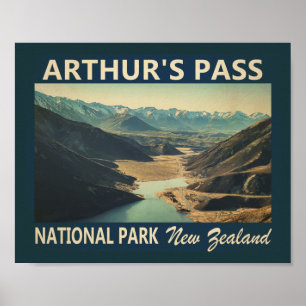 Arthur's Pass Nationalpark Neuseeland Vintage Poster