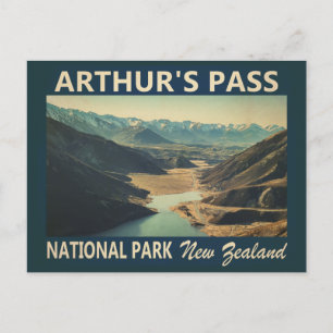 Arthur's Pass Nationalpark Neuseeland Vintage Postkarte