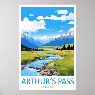 Arthurs Pass Reisen Nationaler Ski Vintage Poster