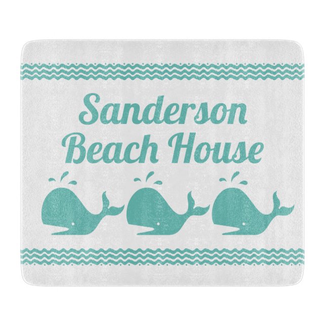 Artic Aquamarin Blue Whale & waves Blue & White Kü Schneidebrett (Vorderseite)