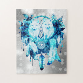 Artic Fox Dreamcatcher Ice Blue Floral Puzzle
