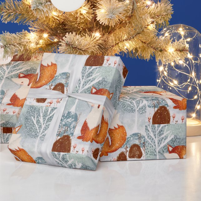 Artic Fox Winter Szene Geschenkpapier (Feiertage)