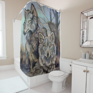 Artic Wolves Wintery Duschvorhang