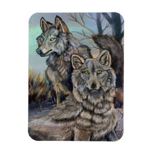 Artic Wolves Wintery Magnet