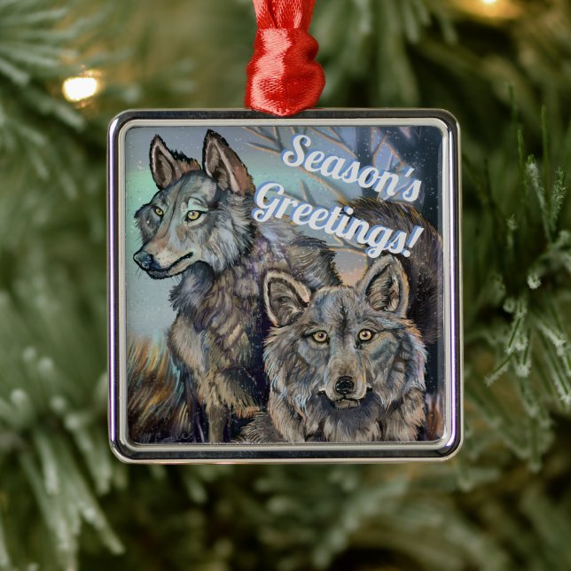 Artic Wolves Wintery Ornament Aus Metall (Baum)