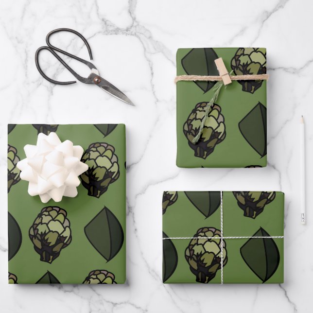 Artichoke Pflanzliche Pflanze Botanisches Muster Geschenkpapier Set (Vorderseite)