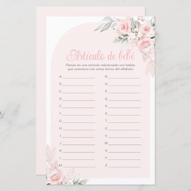 Artículo de bebé juego para Baby Shower Niña (Vorne/Hinten)