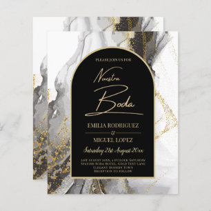 Artículo de boda negro y dorado, bilingüe