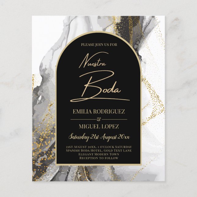 Artículo de boda negro y dorado, bilingüe flyer (Vorne)