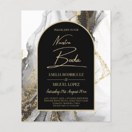 Artículo de boda negro y dorado, bilingüe flyer