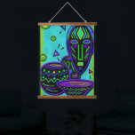 Artifakt African Pop Art Wandteppich Mit Holzrahmen<br><div class="desc">Ein unterhaltsames afrikanisches Volkskunst-Design.</div>