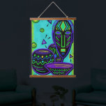 Artifakt African Pop Art Wandteppich Mit Holzrahmen<br><div class="desc">Ein unterhaltsames afrikanisches Volkskunst-Design.</div>