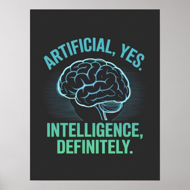 Artificial Intelligence Brain Humor Design Poster (Vorne)