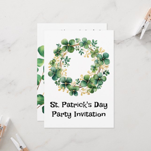Artiful Green Watercolor Clover Weath (Vorderseite/Rückseite Beispiel)