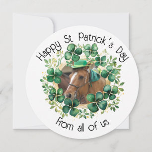 Artiful Green Watercolor Clover Weath Feiertagskarte