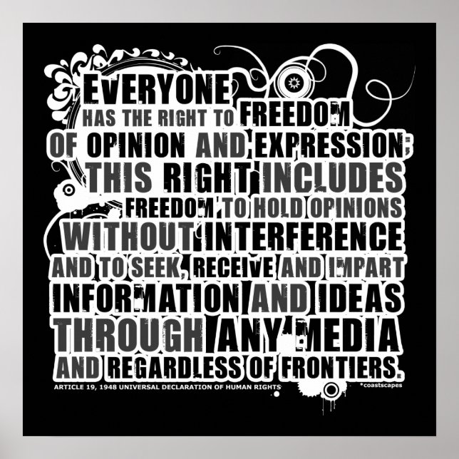 Artikel 19 Zitat (B&W) Poster (Vorne)