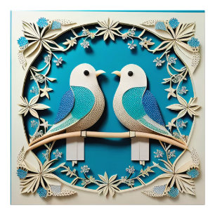 Artikel von zwei Vögeln mit Blumenmotiven Fotodruck