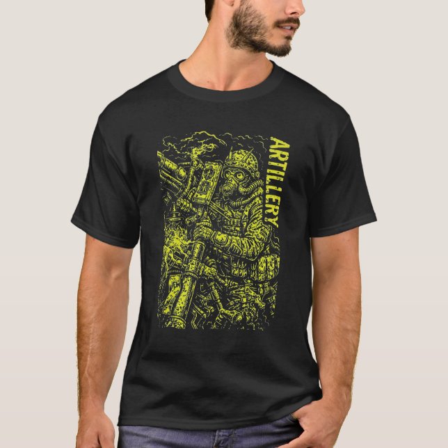 Artillery Soldier Heavy Firepower Graphic Art T-Shirt (Vorderseite)