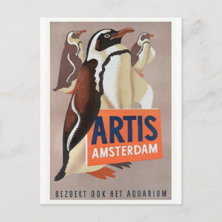 Artis Zoo-Amsterdam-Pinguin-Plakat 1947 Postkarte
