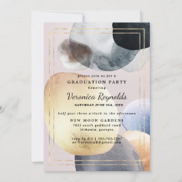 Artisan Abstrakte Formen | Gold Navy Abschluss Einladung