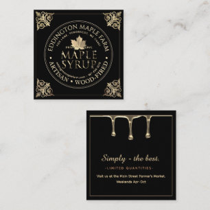 Artisan Black and Gold Maple Syrup Quadratische Visitenkarte