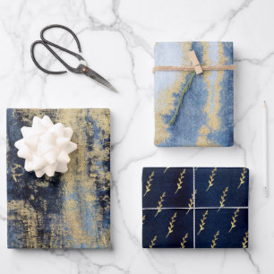 Artisan Blue & Gold bemalt Geschenkpapier Set