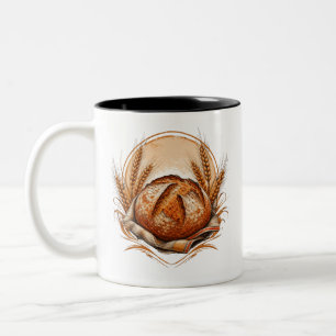Artisan-Brot mit Sauerteig Traditioneller Bäcker R Zweifarbige Tasse