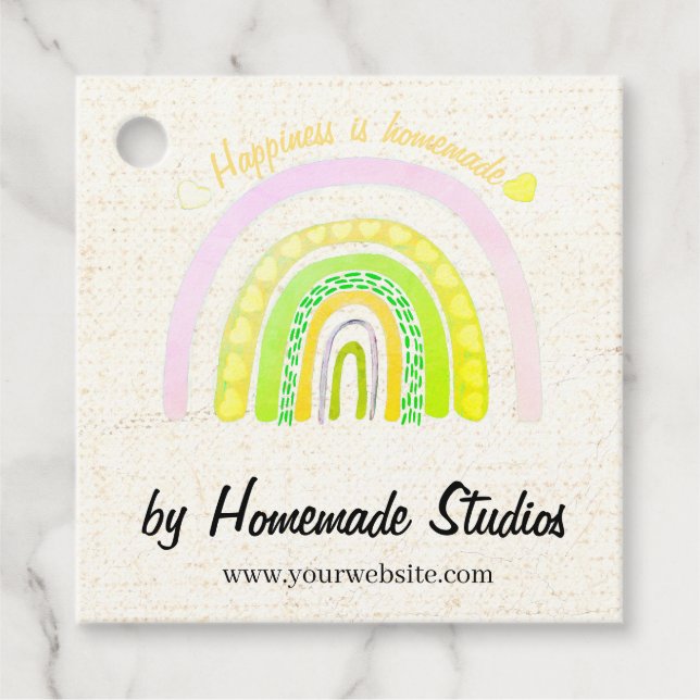 Artisan Canvas Rainbow 'Happiness is Homemade'  Geschenkanhänger (Vorderseite)