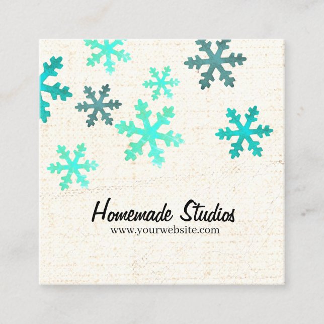 Artisan Canvas Snowflake Happiness Quadratische Visitenkarte (Vorderseite)