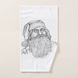 Artisan Christmas: Hand-Drawn Stippled Santa Portr Handtuch