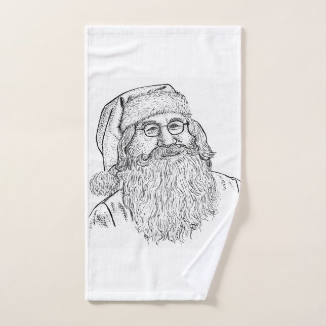 Artisan Christmas: Hand-Drawn Stippled Santa Portr Handtuch (Handtuch)