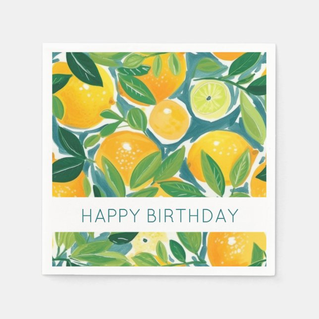 Artisan Citrus Fruit Lemon Orange Lime Colorful Serviette (Vorderseite)