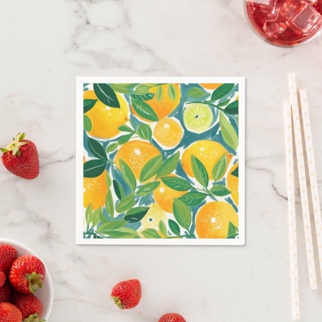 Artisan Citrus Tree Lemons Oranges Limes Colorful  Serviette (Beispiel)