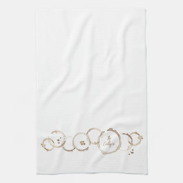 Artisan Coffee Rings NAME Brown White Kitchen Fun Geschirrtuch