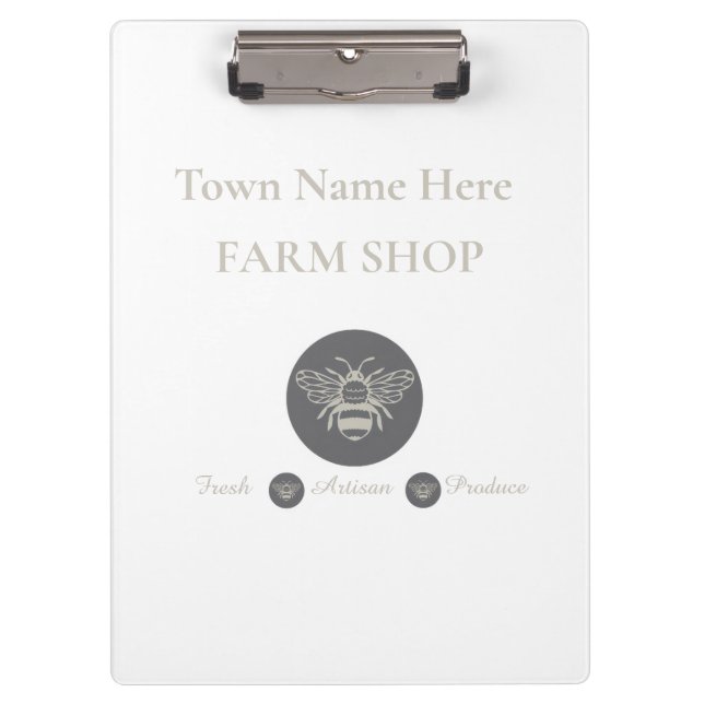 Artisan-Farm-Shop oder Imker-Logo für Wochenmarkt  Klemmbrett (Vorderseite)