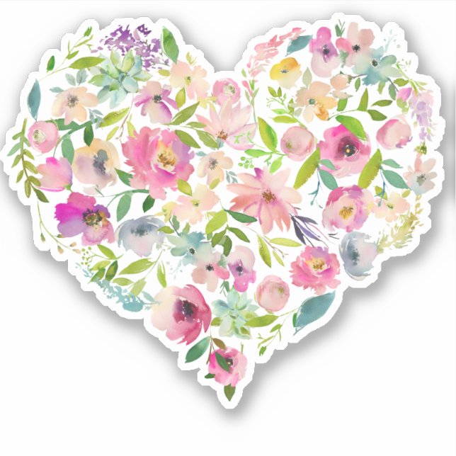 Artisan Floral Heart Liebe Hochzeit Valentine Mama Aufkleber (Vorderseite)