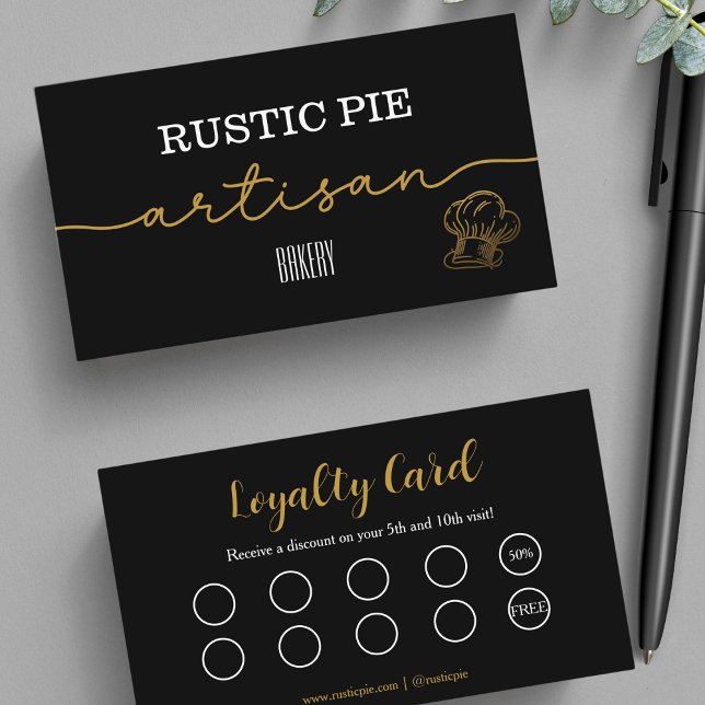 Artisan Gold Baker Bäckerei Koch Hat Catering Blac Treuekarte (Von Creator hochgeladen)