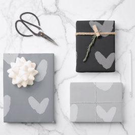 Artisan Hearts Sweet Liebe Black Gray Wedding Fun Geschenkpapier Set