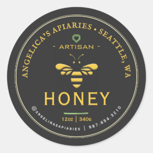 Artisan Honey Label mit Bienen und Herz Runder Aufkleber
