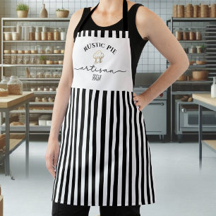 Artisan Koch Hat Name Schwarz-weiß Stripes Schürze