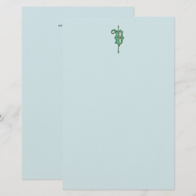 Artisan Monogram / Green Garden Felt Stationery Briefpapier (Vorne/Hinten)