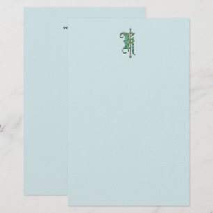 Artisan Monogram K Green Garden Felt Stationery Briefpapier