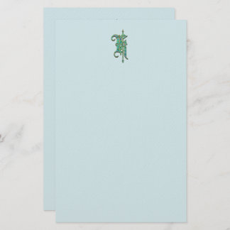 Artisan Monogram K Green Garden Felt Stationery Briefpapier