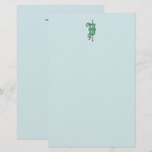 Artisan Monogram P Green Garden Felt Stationery Briefpapier