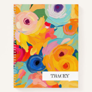 Artisan Painted Floral NAME Colorful Sketchbook Notizbuch